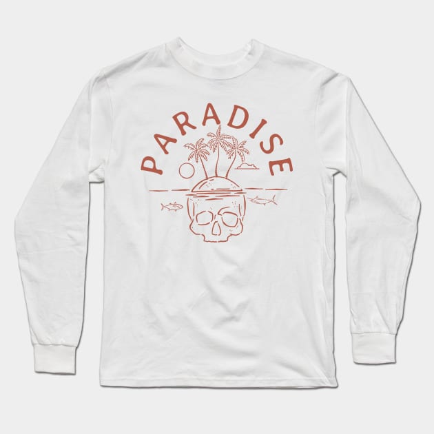 Paradise Skull Island Long Sleeve T-Shirt by Tees For UR DAY